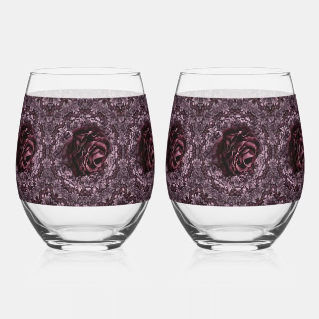 Verre À Vin Sans Pied Ensemble de Drinkware Mandala rose (Recto)