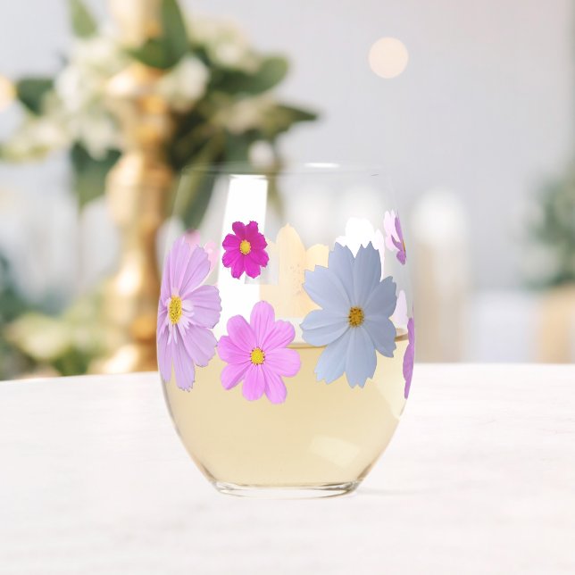 Verre À Vin Sans Pied Ensemble de vaisselle Fleurs de Cosmos (Insitu (Mariage))