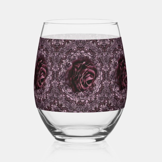 Verre À Vin Sans Pied Ensemble de vaisselle Rose Mandala (Recto)