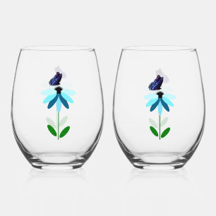 Verre À Vin Sans Pied Ensemble De Vins Bleu De Faucille Et De Fruit
