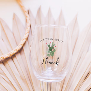 Verre À Vin Sans Pied Enterrement de vie de jeune fille Cactus Désert