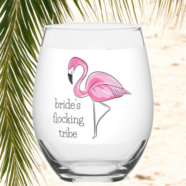 Verre À Vin Sans Pied Enterrement de vie de jeune fille flamant rose per (Créateur téléchargé)
