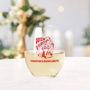 Verre À Vin Sans Pied Enterrement de vie de jeune fille Reine de Coeur