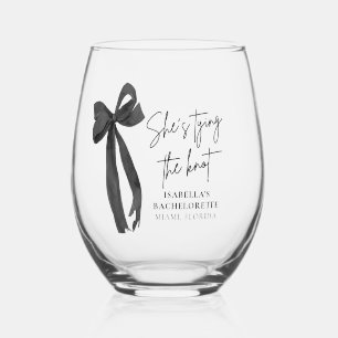 Verre À Vin Sans Pied Enterrement de vie de jeune fille Ruban Noir Elle