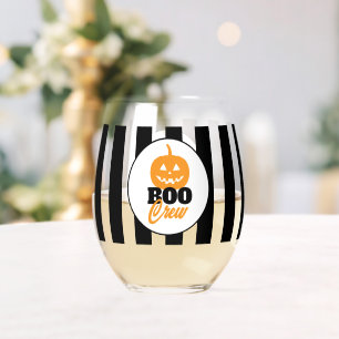 Verre À Vin Sans Pied Équipage Boo Citrouille Personnalisée Halloween