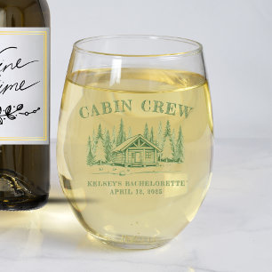 Verre À Vin Sans Pied Équipe de Cabine Green Camp Enterrement de Vie de