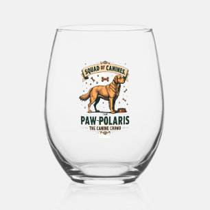 Verre À Vin Sans Pied Équipe de canidés Graphique de jeu de mots sur les