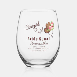 Verre À Vin Sans Pied Équipe de mariée Rustique Rose Cowgirl Up Enterrem