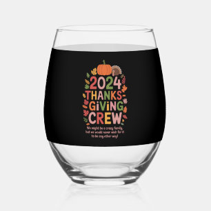 Verre À Vin Sans Pied Équipe de Thanksgiving en famille 2024 Dinde Corre