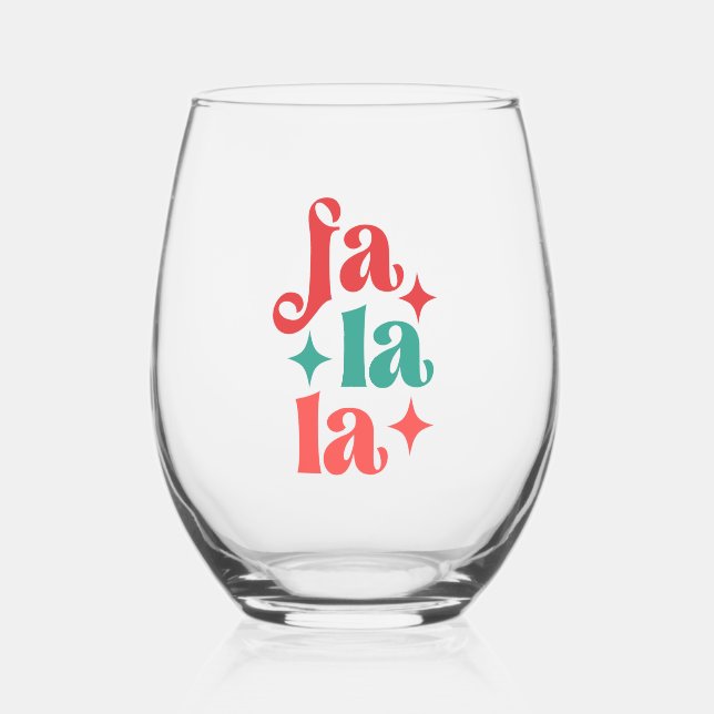 Verre À Vin Sans Pied Fa La La - Festive vacances Typographie Design (Recto)
