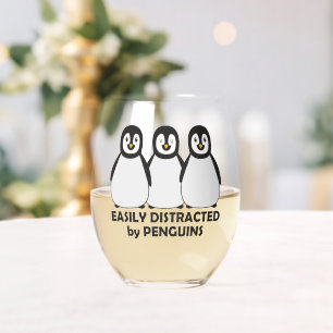 Verre À Vin Sans Pied Facilement distrait par les pingouins