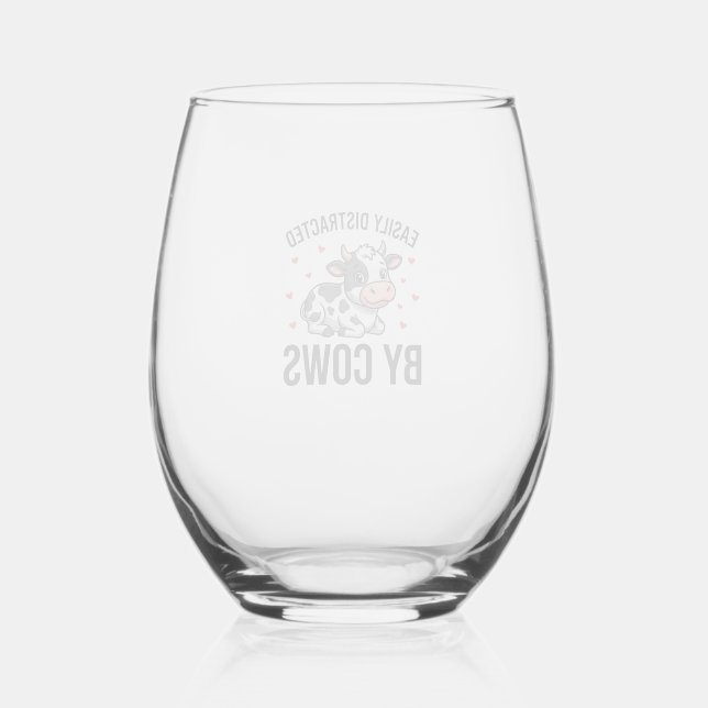 Verre À Vin Sans Pied Facilement distrait par les vaches Graphique de va (Recto)