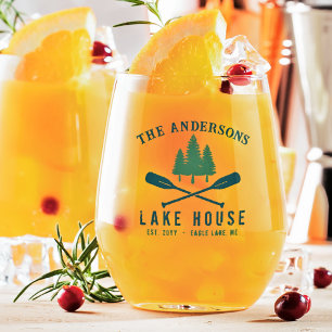 Verre À Vin Sans Pied Family Lake House Bateau Russe moderne Oar Pine Tr