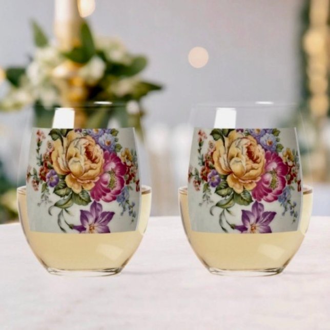 Verre À Vin Sans Pied Fantaisie florale     (Créateur téléchargé)