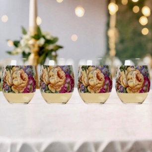 Verre À Vin Sans Pied Fantaisie Florale