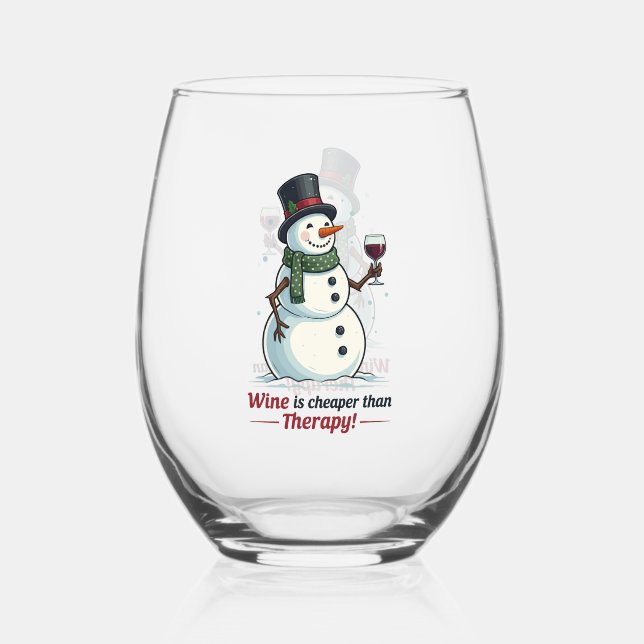 Verre À Vin Sans Pied Fantastique Noël bonhomme de neige (Recto)
