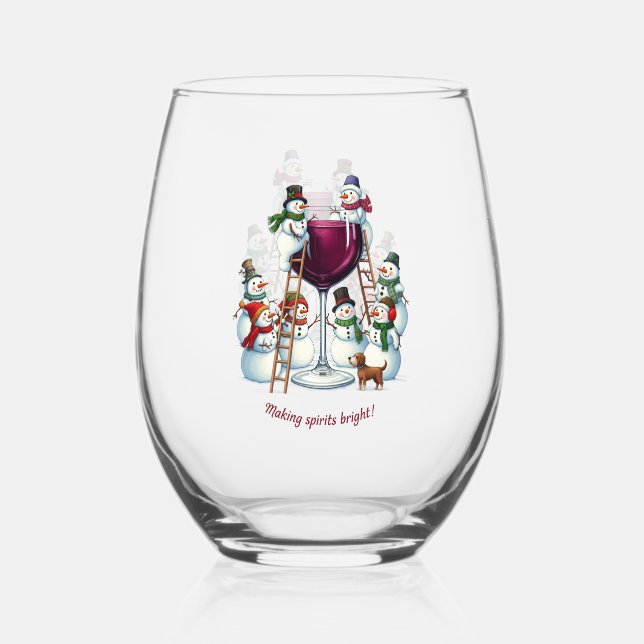 Verre À Vin Sans Pied Fantastique Noël bonhomme de neige (Recto)