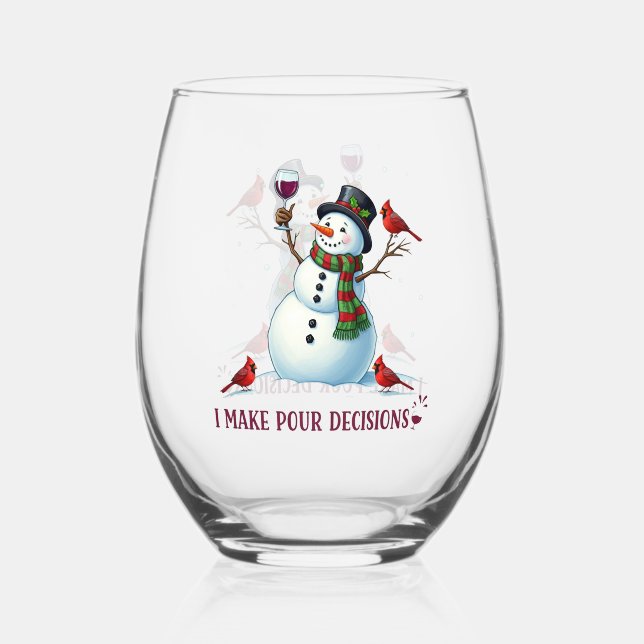 Verre À Vin Sans Pied Fantastique Noël bonhomme de neige (Recto)