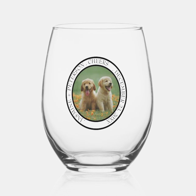 Verre À Vin Sans Pied Faveur de mariage personnalisée pour chien Photo d (Recto)