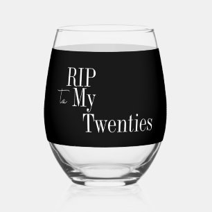 Verre À Vin Sans Pied Favori de fête pour les 30 ans RIP 20 ans Noir et