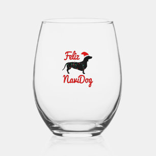 Verre À Vin Sans Pied Feliz Navidog Dachshund Noël