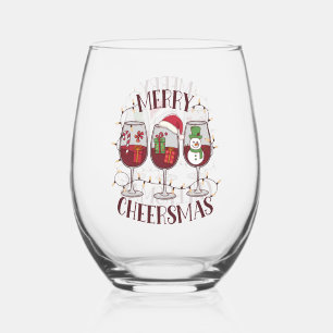 Verre À Vin Sans Pied Festive Joyeux Noël fête de boisson