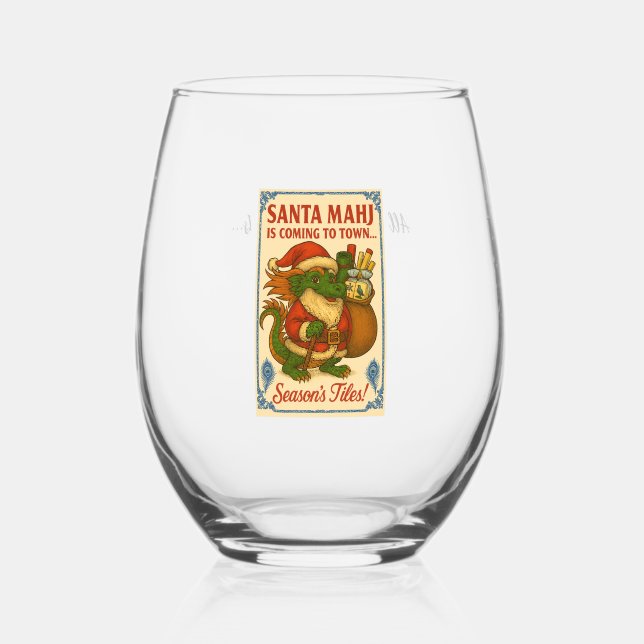 Verre À Vin Sans Pied Festive Santa Mahj Wine Glass (Recto)