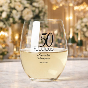 Verre À Vin Sans Pied Fête d'anniversaire 50 ans Moderne Cinquante ans e