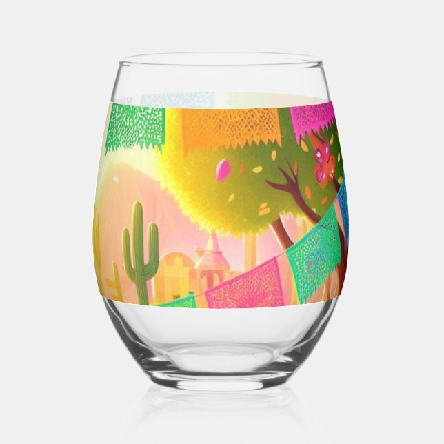 Verre À Vin Sans Pied Fête de Papel Picado  (Verso)