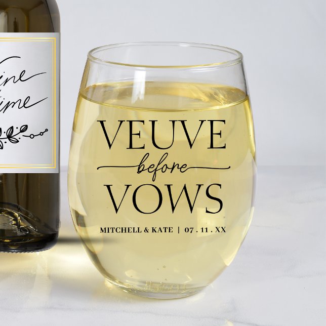 Verre À Vin Sans Pied Fête des mariées Veuve Avant Vows (Veuve Before Vows Bridal Shower Stemless Wine Glass
)