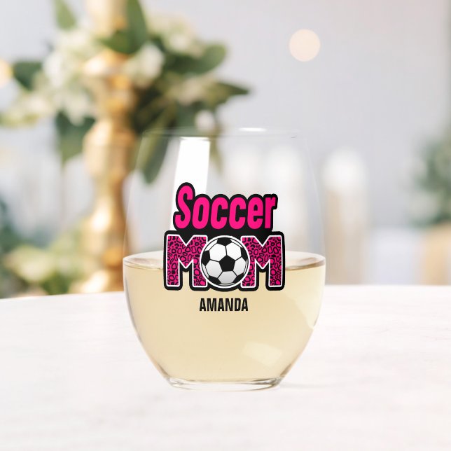 Verre À Vin Sans Pied Fête des mères de maman de football personnalisée (Insitu (Mariage))
