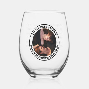 Verre À Vin Sans Pied Fête des mères Mon meilleur ami Photo personnalisé