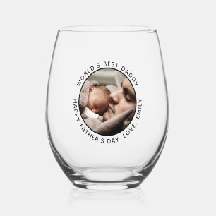 Verre À Vin Sans Pied Fête des pères personnalisée Cute minimaliste phot