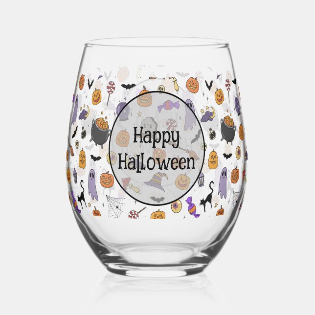 Verre À Vin Sans Pied Fête d'Halloween (Recto)