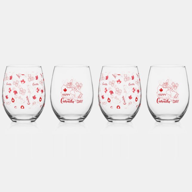 Verre À Vin Sans Pied Fête du Canada (Recto)