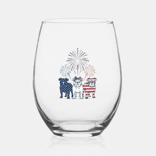 Verre À Vin Sans Pied Feu d'artifice de bouledogue patriotique dessin ve
