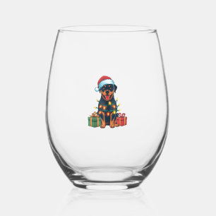 Verre À Vin Sans Pied Feu de Noël Feu de Noël Feu de Noël Rottweiler Chi