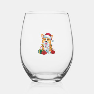 Verre À Vin Sans Pied Feux de Noël Feu de Noël Corgi Chien Noël _1