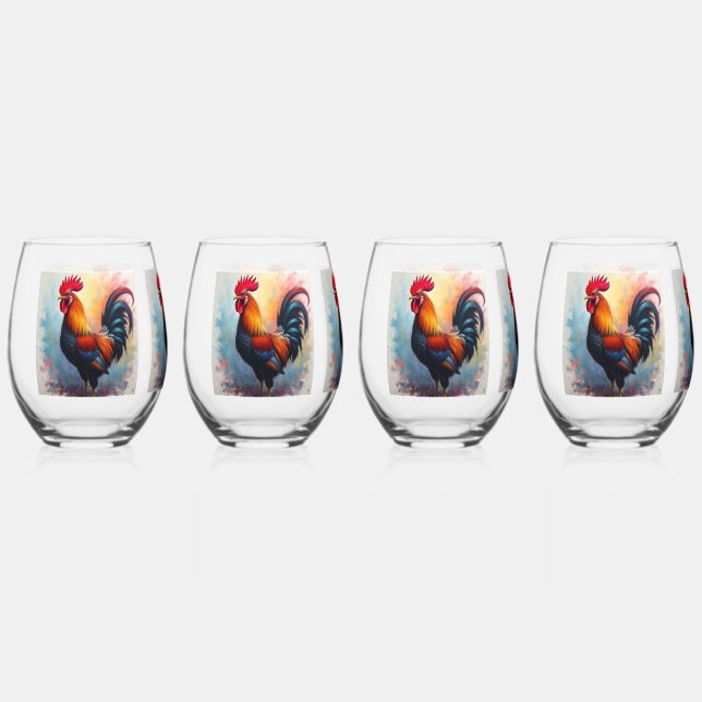 Verre À Vin Sans Pied Fier coq brillant affiché (Recto)