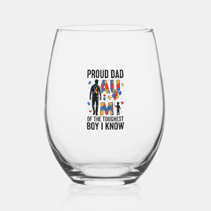 Verre À Vin Sans Pied Fier papa Autisme Garçon le plus dur Design vector