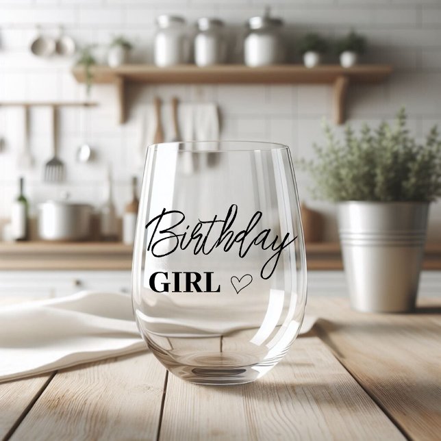 Verre À Vin Sans Pied Fille d'anniversaire (Créateur téléchargé)