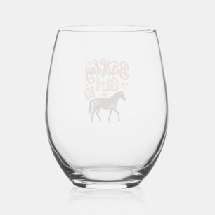 Verre À Vin Sans Pied Fille d'anniversaire 10 Cheval Floral Design Vecto