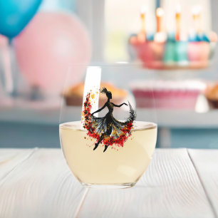 Verre À Vin Sans Pied fille danse fleurs impulsion inspiration printemps