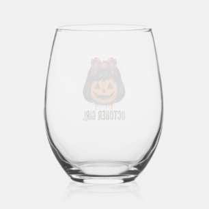 Verre À Vin Sans Pied Fille d'octobre Citrouille Arc Halloween Vecteur C