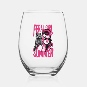 Verre À Vin Sans Pied Fille sauvage vintage été Opossum Drôle Raton lave