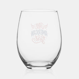 Verre À Vin Sans Pied Fille tout à fait américaine dessin vectoriel vint