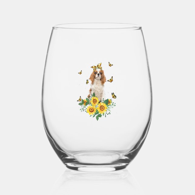 Verre À Vin Sans Pied Filles Femmes Maman Cavalier King Charles Spaniel  (Recto)