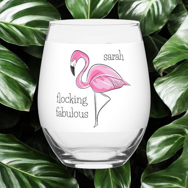 Verre À Vin Sans Pied Flamant Rose Rassemblement Fille Fabuleuse Nom de  (Créateur téléchargé)