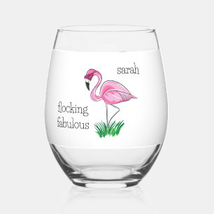 Verre À Vin Sans Pied Flamant rose rose Flocking Fabulous Rose Lunettes
