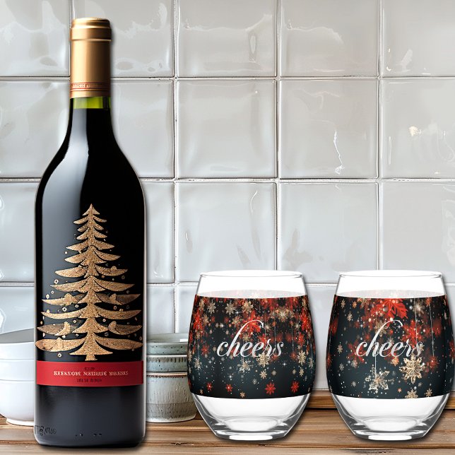 Verre À Vin Sans Pied Flammes de neige de Noël (Créateur téléchargé)